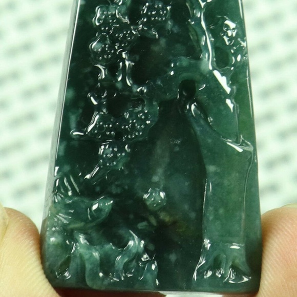 Cert'd Blue water 蓝水 Natural A Jade jadeite Carved Pendant Dragon - Picture 2 of 8